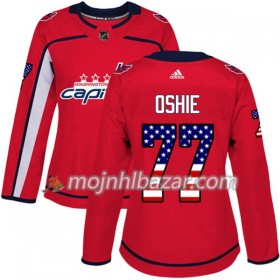 Dresovi Washington Capitals T.J. Oshie 77 Adidas 2017-2018 Crvena USA Flag Fashion Authentic - Ženska